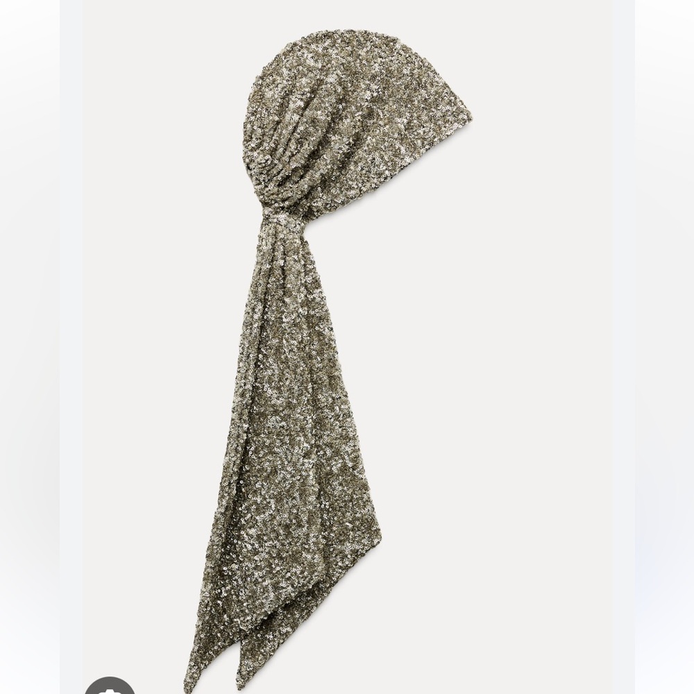 Zara Sequined Headscarf in Metallic Silver